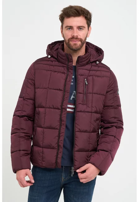 Зимно яке с качулка и къс цип - Бордо
