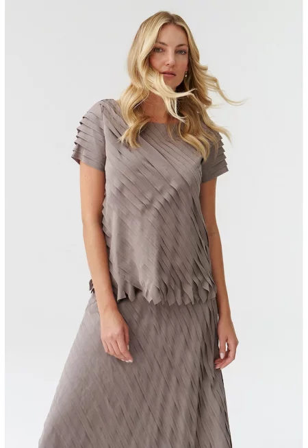 Блуза Nako с дизайн на пластове - Сиво-кафяв