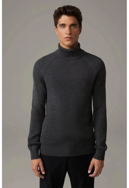 Блуза с висока яка с класическа кройка - текстурирана - Сив