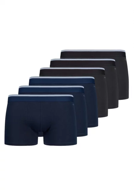 Боксерки с изчистен десен - 6 чифта - Черен/Син
