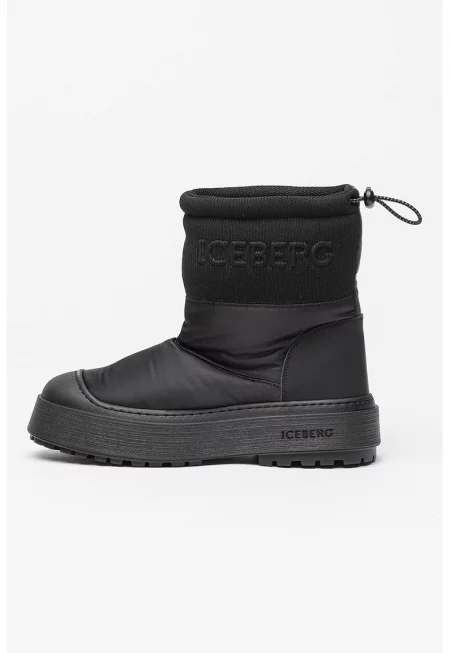 Боти с лесно обуване с кожа - Черен