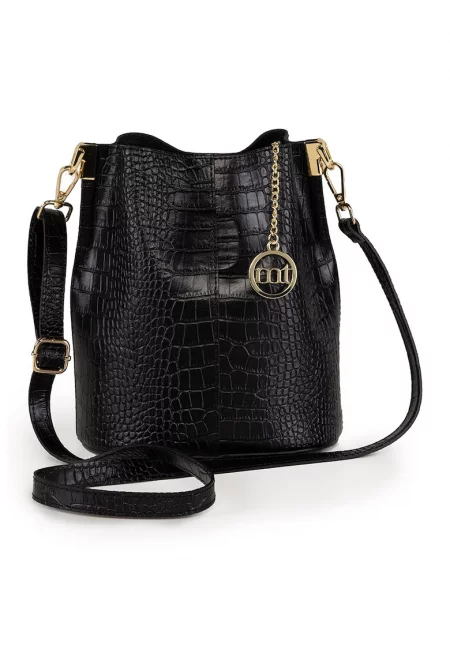 Чанта с шагрен - Черен