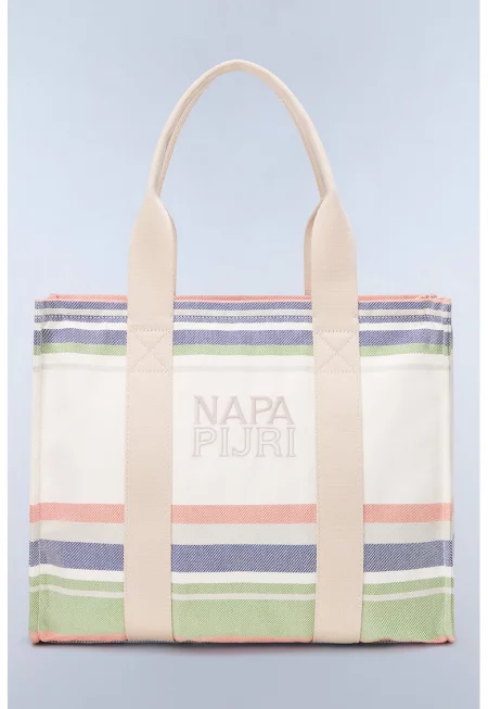 Чанта Tote с лого - Слонова кост/Оранжев/Син