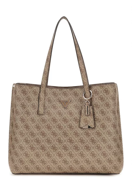 Чанта за рамо Meridian от еко кожа с лого - Сиво-кафяв