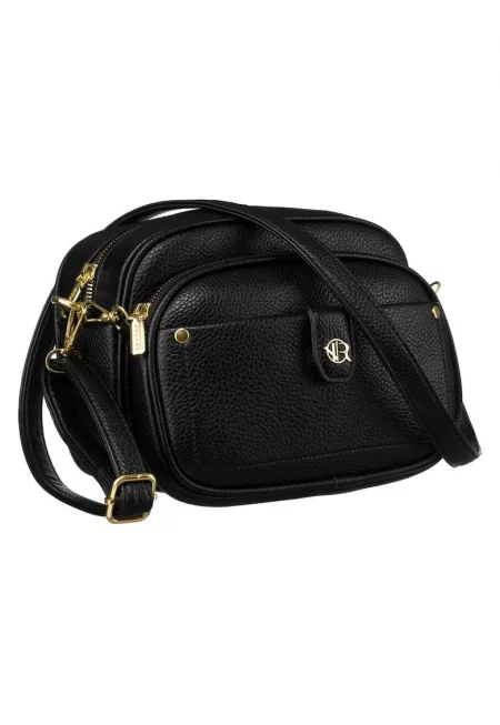 Черна дамска чанта с портмоне -  17x25x9см - комплект