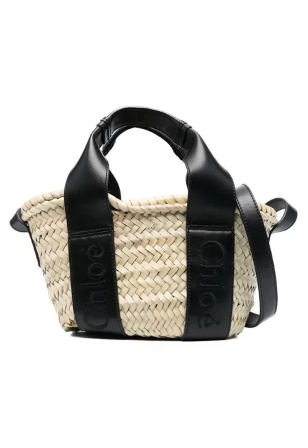 Дамска чанта Chloe Sense - естествена кожа и слама - екрю