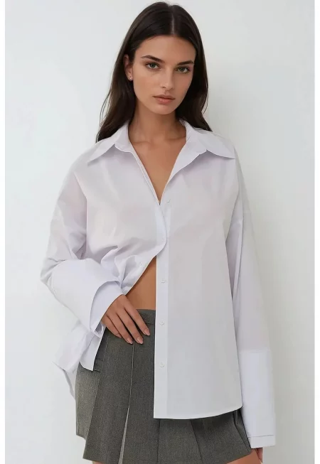 Дамска риза -  памук - бял