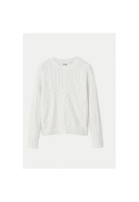 Дамски пуловер -  304477706 - Памук/Акрил - Бежов - Бежов