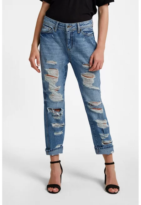 Дънки Mom със захабен ефект