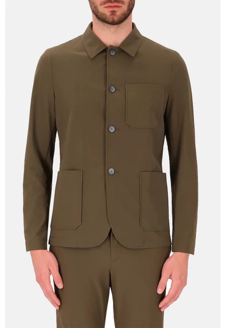 Distretto - Риза без шарка с пришити джобове - Тъмнозелен