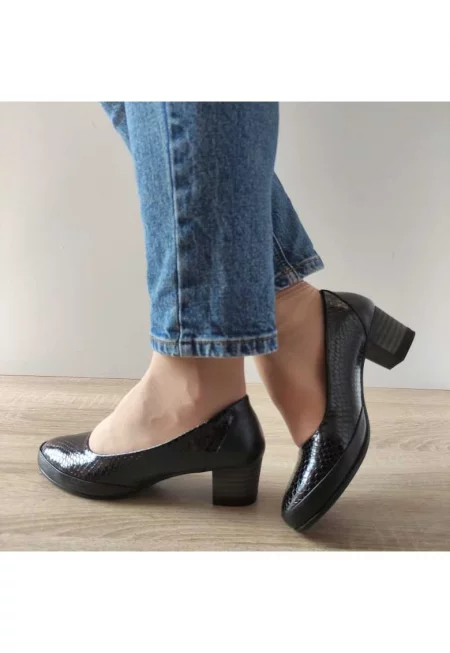 Ежедневни дамски обувки  006-100 Black + Croco - Черни