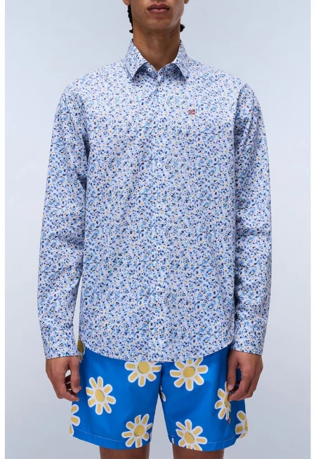 Флорална риза - Бял/Син