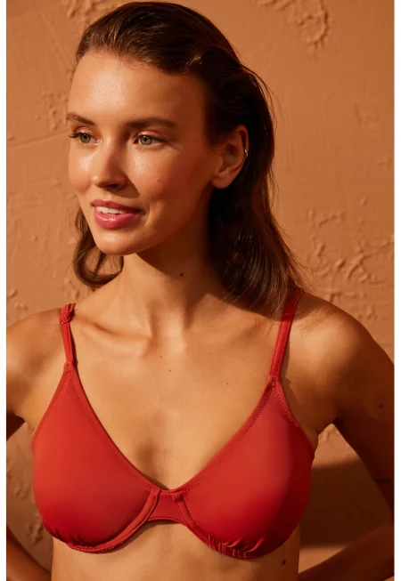 Горнище на бански с банели - Червен