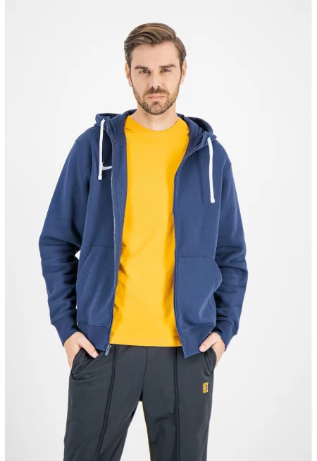 Худи с цип и джобове - Тъмносин