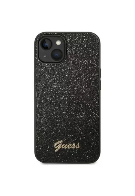 Калъф  PC/TPU Glitter Flakes Metal Logo - За iPhone 14 Pro - Черен