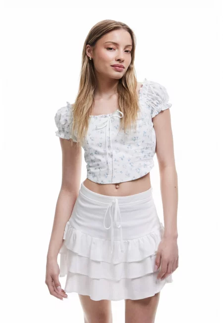 Къс флорален топ