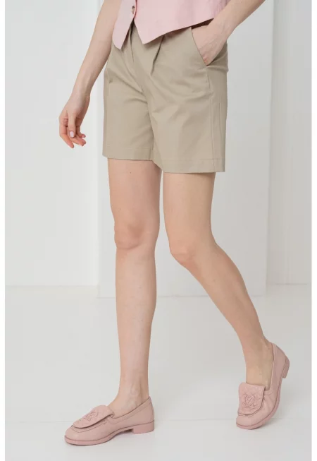 Къс панталон с джобове - Бежов