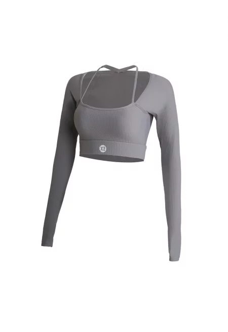 Къса спортна блуза Club Level - Сив