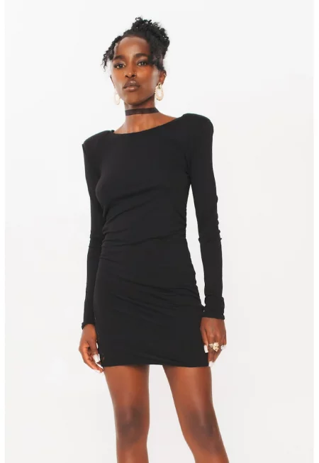 Къса вталена рокля - Черен