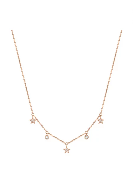 Колие с 14К зларо и висулки - Розово златисто