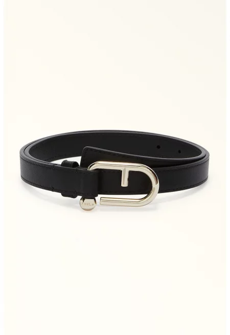 Кожен колан Nuvola с лого на токата - Черен