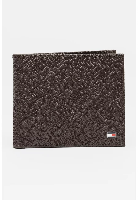 Кожен портфейл с прегъване с лого - Тъмнокафяв