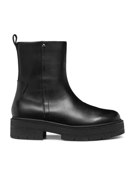 Кожени боти с цип - Черен