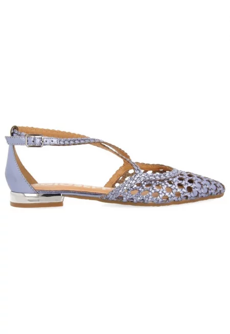 Кожени пантофки с ажур - Лавандула