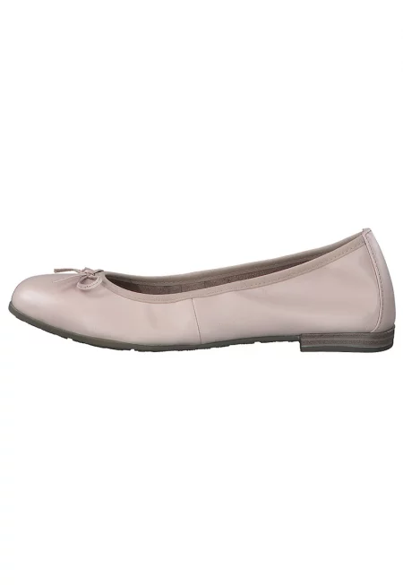 Кожени пантофки с панделка - Прашно розово