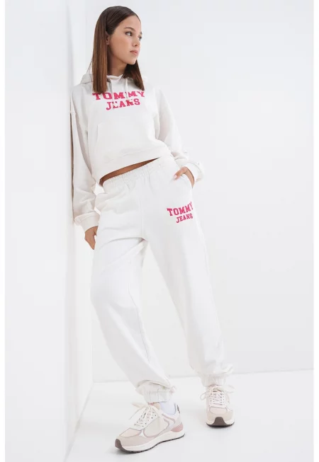 Квадратно късо худи с лого - Бял/Фуксия