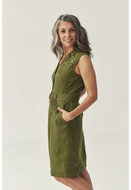 Ленена рокля-риза - Маслинено зелено