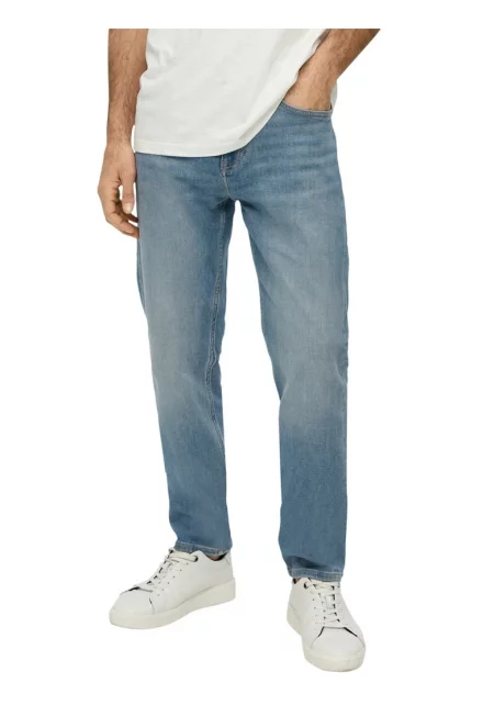 Мъжки дънки Mauro със средна талия - Regular Fit - Tapered крачоли -  светлосини