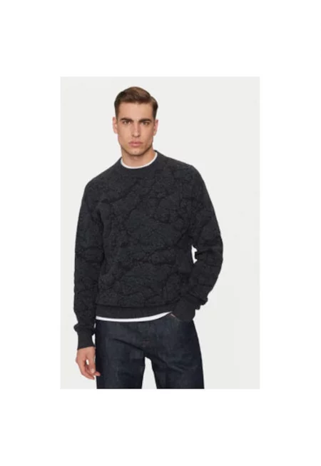Мъжки пуловер -  304243103 - Полиамид/Вълна/Еластан - Черен - Черен