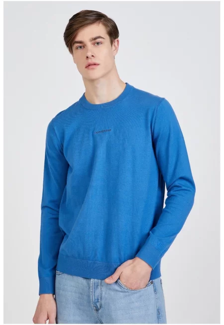 Мъжки пуловер - Calvin Klein - син - памук - Син