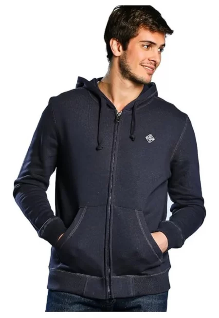 Мъжки суичър  с цип - памук/полиестер - тъмносин -
