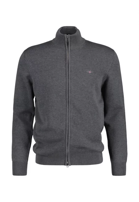 Памучен суитшърт с цип - Сив