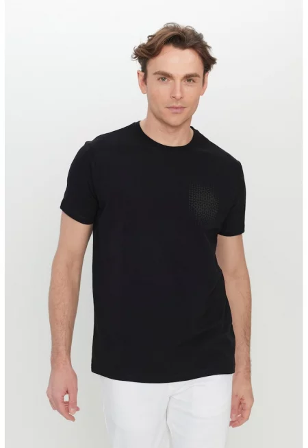 Памучна тениска с овално деколте