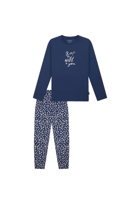 Пижама с десенирана долна част