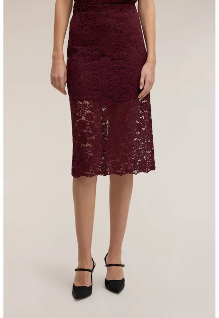 Пола с дантелен слой - Бордо