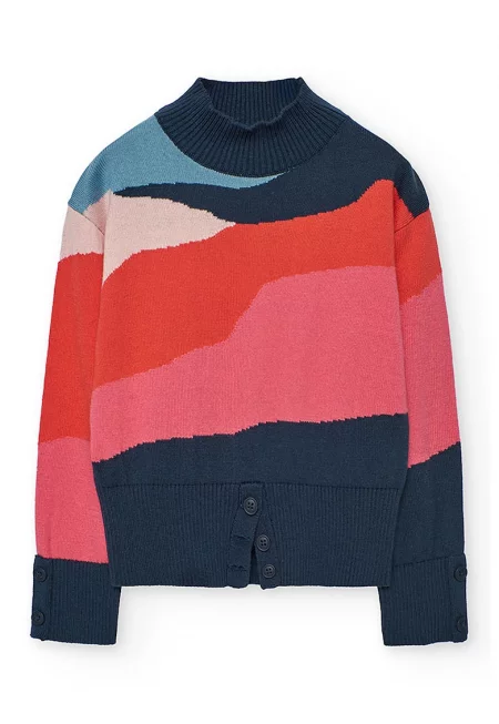 Пуловер с дизайн с цветен блок