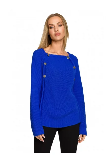 Пуловер с  копчета - Акрил - Полиамид - Син