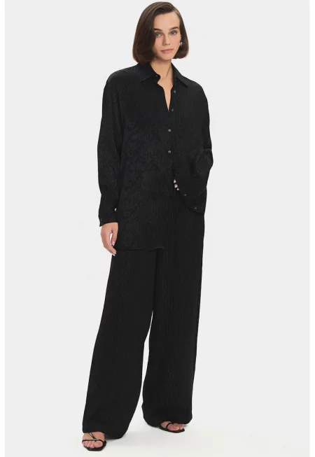 Раирана риза и панталон - Черен