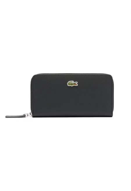 Релефно портмоне от еко кожа с лого - Черен