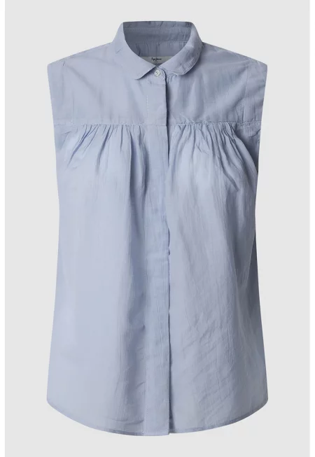 Риза без ръкави с копчета - Прашно синьо