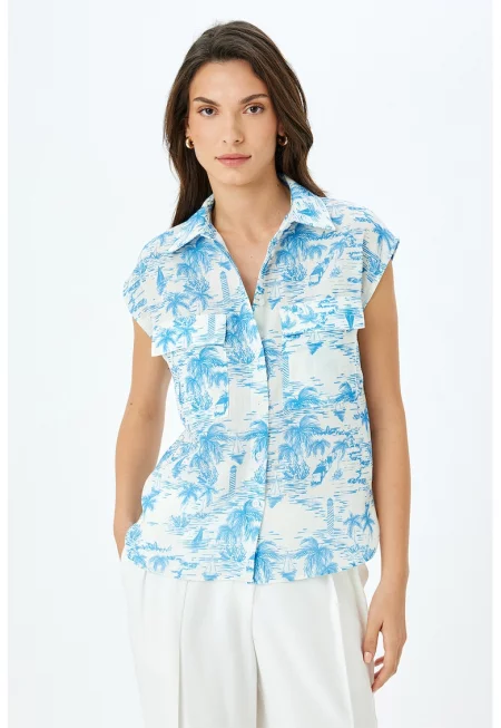 Риза с десен и джобове на гърдите