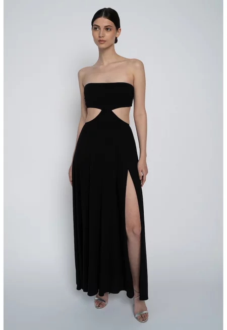 Рокля Gloria с отвор на талията - Черен