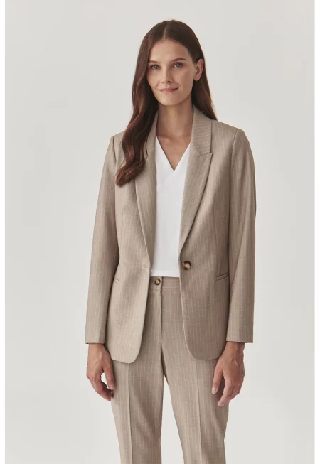 Сако Remelika с раздвоен ревер - Светло кафяво/Мръснобял