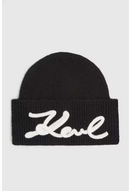 Шапка с плетено лого - Черен