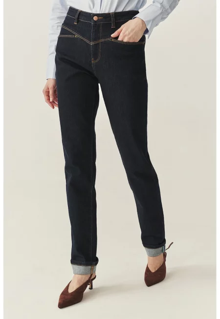 Слим дънки с контрастни шевове