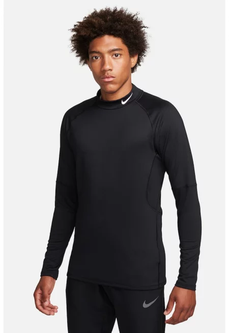 Слим фитнес блуза с Dri-Fit и ниска яка - Черен